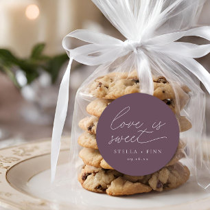 Pegatina Redonda Boda de escritura moderna Love Is Sweet