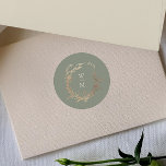 Pegatina Redonda Boda de Escudo de oro de monograma clásico de sabi<br><div class="desc">*Relieve metalizado no real - Este diseño es parte de una suite y colección única - *El color del texto y del papel es personalizable Celebra tu día especial con un escudo de monograma personalizado que hace que tus detalles de boda sean los tuyos de forma única. Este elegante diseño...</div>