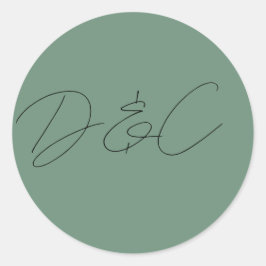 Pegatina Redonda Boda de estilo de escritura a mano de Moda casual
