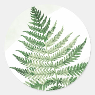 Pegatina Redonda Boda de Fern Verde minimalista
