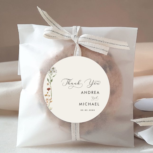 Pegatina Redonda Boda de Flor Silvestre Ivory Boho Fall Gracias (Subido por el creador)