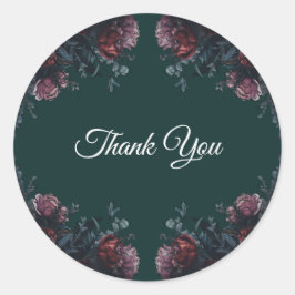 Pegatina Redonda Boda de Floral Verde Forestal