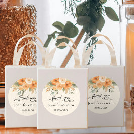 Pegatina Redonda Boda de Flores de Agua de Bohemia Gracias