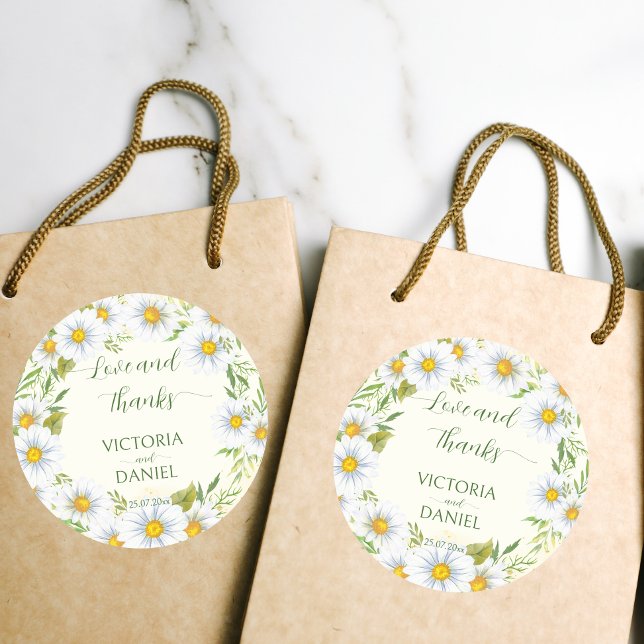 Pegatina Redonda Boda de flores de primavera de margarita salvaje g (Subido por el creador)