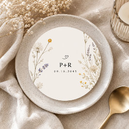Pegatina Redonda Boda de flores silvestres elegante