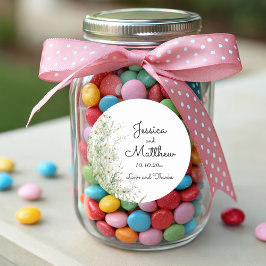 Pegatina Redonda Boda de flores verdes Dusty Sage Green