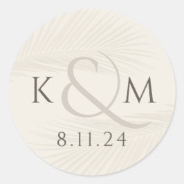 Pegatina Redonda Boda De Fósforo Tropical Gracias