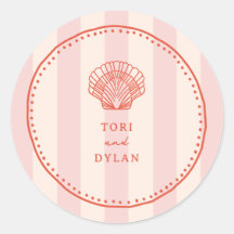 Boda de franja tropical rosa de la concha