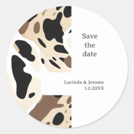 Pegatina Redonda Boda de granja Piel de vaca imprimir Guardar la fe