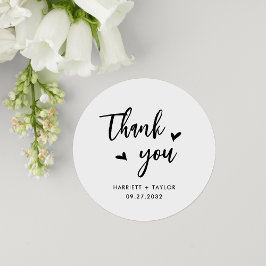 Pegatina Redonda Boda de guión de simple amor gracias