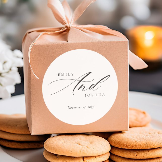 Pegatina Redonda Boda de guiones elegante y moderno (Subido por el creador)