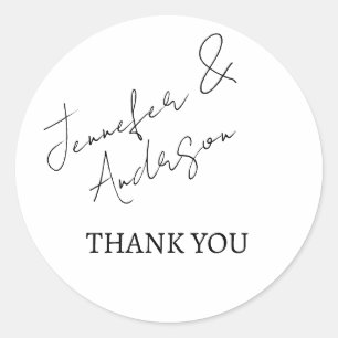 Pegatina Redonda Boda de guiones en blanco y negro