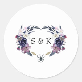 Pegatina Redonda Boda de Halloween