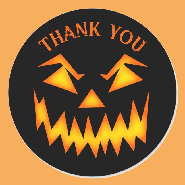 Pegatina Redonda Boda de Halloween Gracias Scary Jack O Lantern (Subido por el creador)