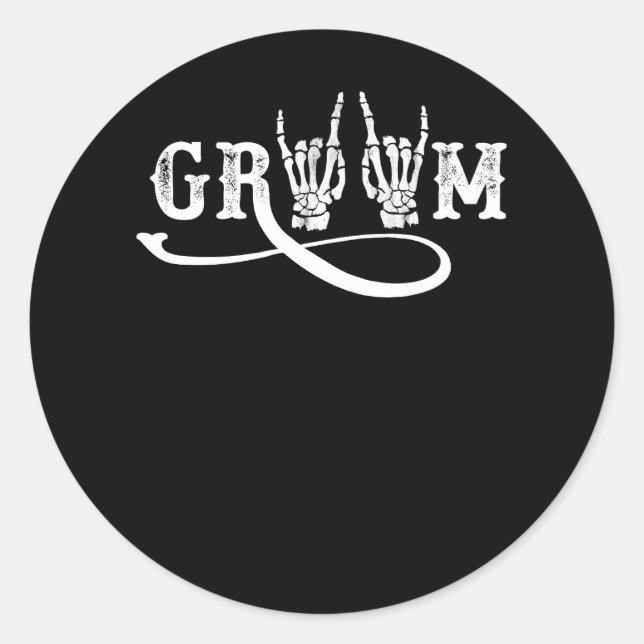 Pegatina Redonda Boda de Halloween Novia Groom Skeleton hasta la mu (Anverso)