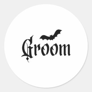 Pegatina Redonda Boda de Halloween Spooky Groom Bride Pareja Matchi