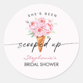 Pegatina Redonda Boda de helado Ella ha sido recogida