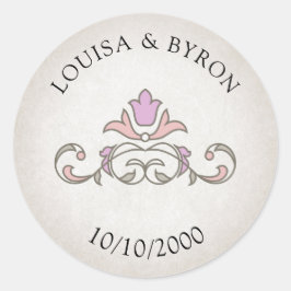 Pegatina Redonda Boda de historia de hadas de libros de la Bibliote