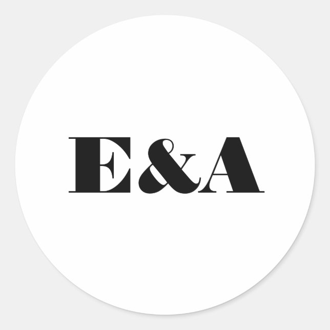 Pegatina Redonda Boda de Iniciales Parejas de Monograma Moderno (Anverso)