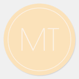 Pegatina Redonda Boda de Iniciales Tonales de Champagne Moderno