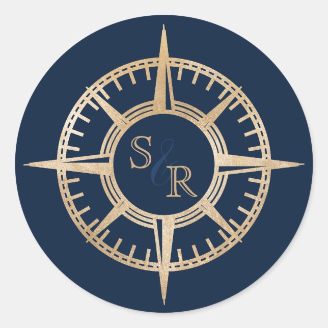 Pegatina Redonda Boda de la Compañía de Pasaportes de Destino (Anverso)