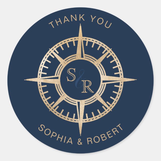 Pegatina Redonda Boda de la Compañía de Pasaportes de Destino (Anverso)