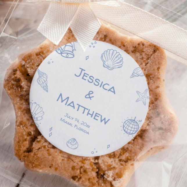 Pegatina Redonda Boda de la Costa Azul Dusty Dusty de mano dibujada (Subido por el creador)