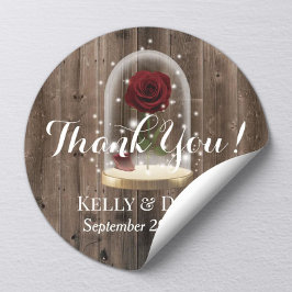 Pegatina Redonda Boda de la cúpula del Rosa Princesa Rustic Fairyta