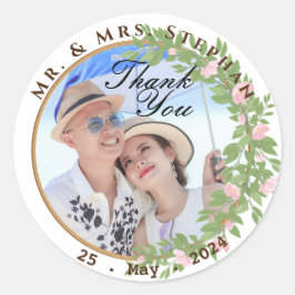 Pegatina Redonda Boda de la elegancia floral encantada