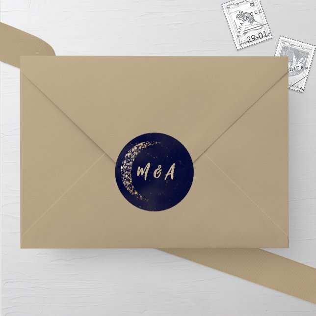 Pegatina Redonda Boda de la Luna de Oro y la Marina (Subido por el creador)