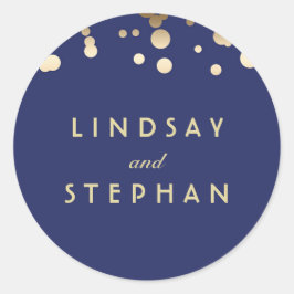 Pegatina Redonda Boda de la Marina y el Confetti de Oro