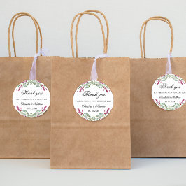 Pegatina Redonda Boda de la vegetación rosa Lavender gracias