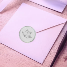 Pegatina Redonda Boda de las campanas plateadas