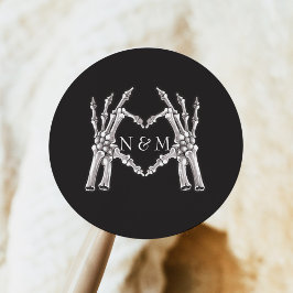 Pegatina Redonda BODA de las manos del corazón de NOVA Halloween Sk