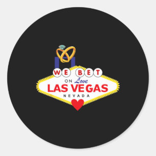 Pegatina Redonda Boda de Las Vegas Bride Groom Corchete de ducha a