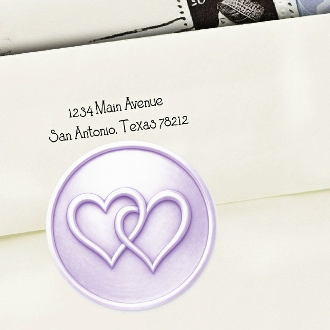 Pegatina Redonda Boda de lavanda con dos corazones entrelazados (Subido por el creador)