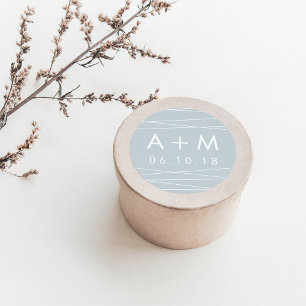 Pegatina Redonda Boda de Linaje Pegatinas Monogramas   Jade gris