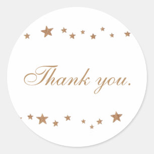 Pegatina Redonda Boda de Lively Gold Stars Gracias Pegatinas
