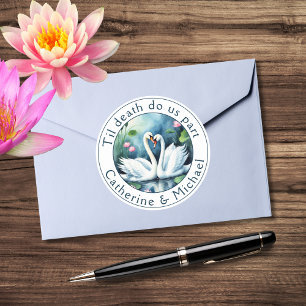 Pegatina Redonda Boda de Lotus Lake