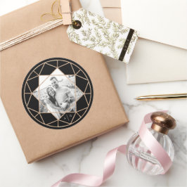 Pegatina Redonda Boda de Moda con estilo geométrico de diamante red