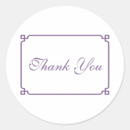 Pegatina Redonda Boda de Moda de Deco Púrpura Gracias