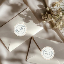 Boda de Monograma con Rayas de Melocotón y Crema