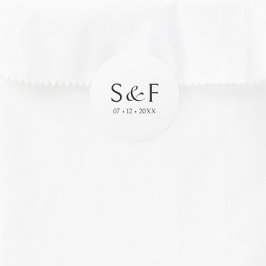 Pegatina Redonda Boda de monograma de escritura elegante de lenguaj