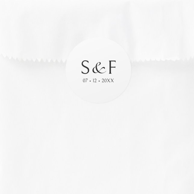 Pegatina Redonda Boda de monograma de escritura elegante de lenguaj (Subido por el creador)