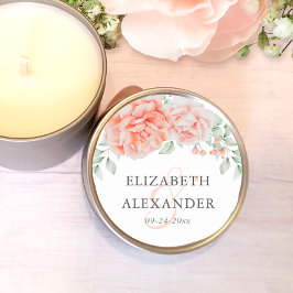 Pegatina Redonda Boda de monograma floral rosa acuarela