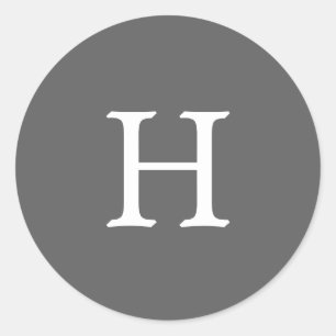 Pegatina Redonda Boda de Monograma Gris Simple