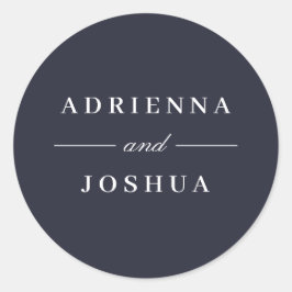 Pegatina Redonda Boda de monograma minimalista elegante