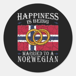Pegatina Redonda Boda de Noruega Patrimonio matrimonial noruego cas