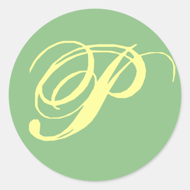 Pegatina Redonda Boda de novia Monograma P (Anverso)