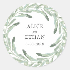 Pegatina Redonda Boda de Olive de la vegetación